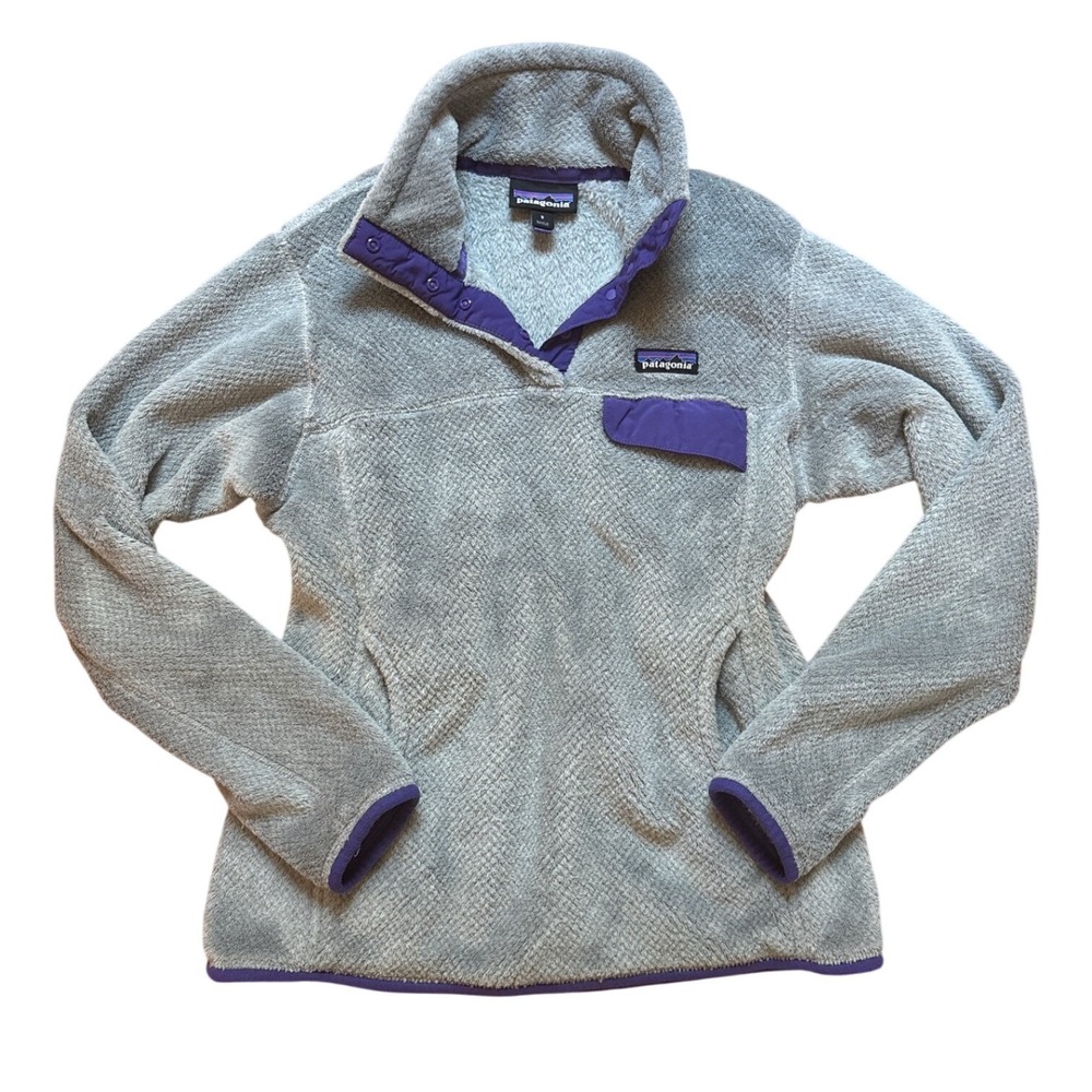 Patagonia Re-Tool Snap-T Fleece Pullover Womens Grey Purple Excellent SIZE S
